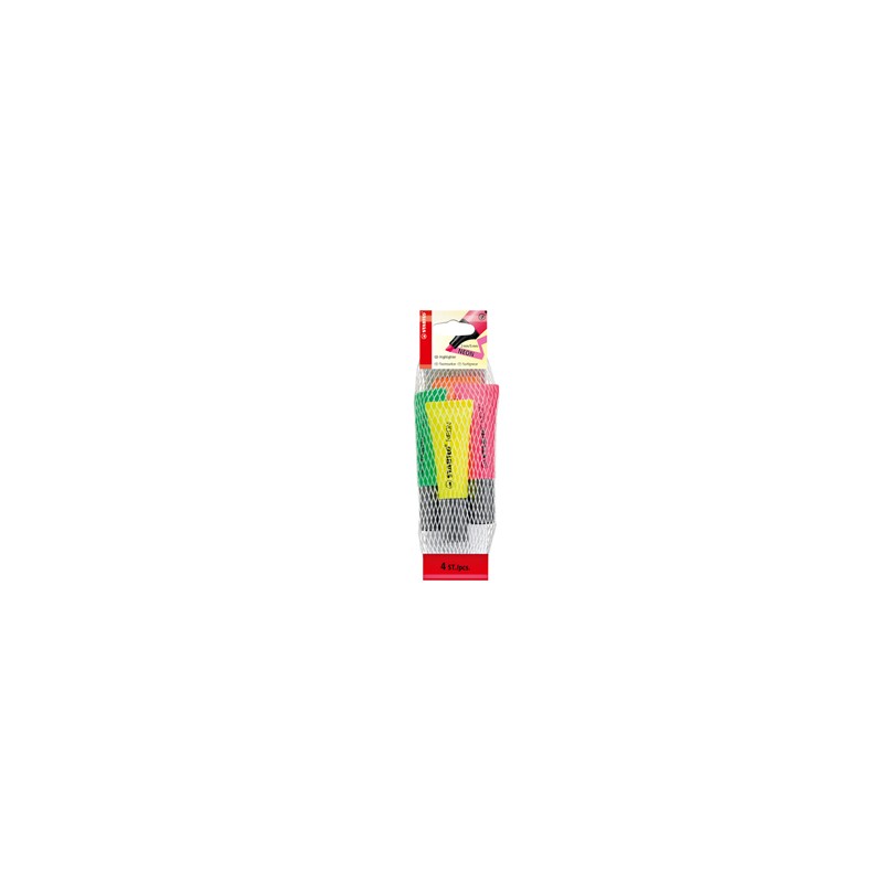 Busta da 4 evidenziatore STABILO NEON colori assortiti 72/24