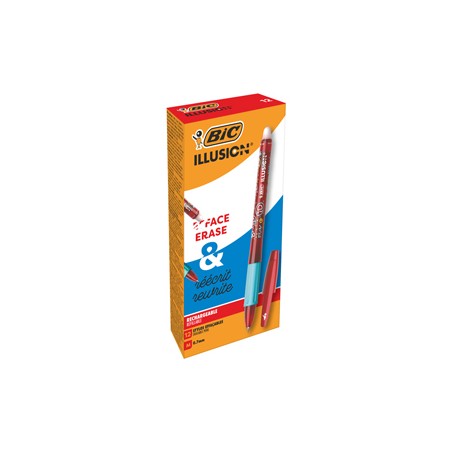 Scatola 12 penna sfera gel cancellabile GELOCITY ILLUSION 0,7mm rosso BIC (Delis
