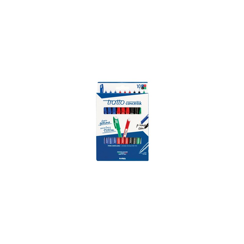 Astuccio 10 penne sfera cancellabile CANCELLIK 1,0mm ass. ro/bl/ne/ve TRATTO