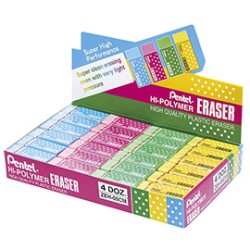 Display 48 mini gomme HI Polymer colori assortiti Pentel
