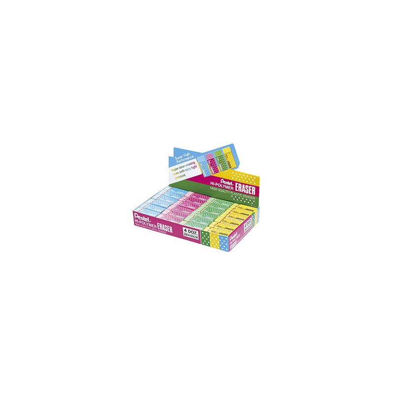 Display 48 mini gomme HI Polymer colori assortiti Pentel