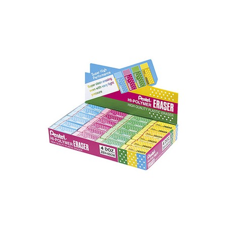 Display 48 mini gomme HI Polymer colori assortiti Pentel