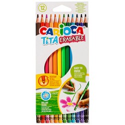 Astuccio 12 matite Tita cancellabile colori assortiti Carioca
