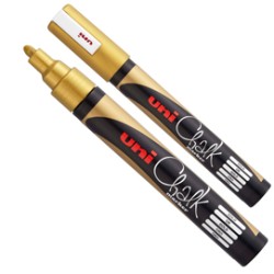 Marcatore a gesso liquido UNI CHALK p.tonda oro UNI MITSUBISHI