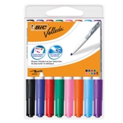 Astuccio 8 pennarelli VELLEDA 1741 punta tonda whiteboard colori assortiti BIC