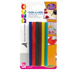 12 stick colle colori assortiti per pistola mini TG02M .7mm - lungh.10cm DECO