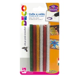 12 stick colle glitter assortite per pistola mini TG02M .7mm - lungh.10cm DECO