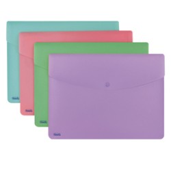 Buste con bottone PPL PASTEL colori ass. f.to A4 Favorit - Conf da 30 pz.