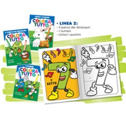 Album da colorare 24 facciate tema Dinosauri e numeri Blasetti - Conf da 6 pz.