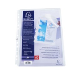 10 Buste forate c/soffietto e patella PPL liscio A4 5503E Exacompta - Conf da 5 pz.