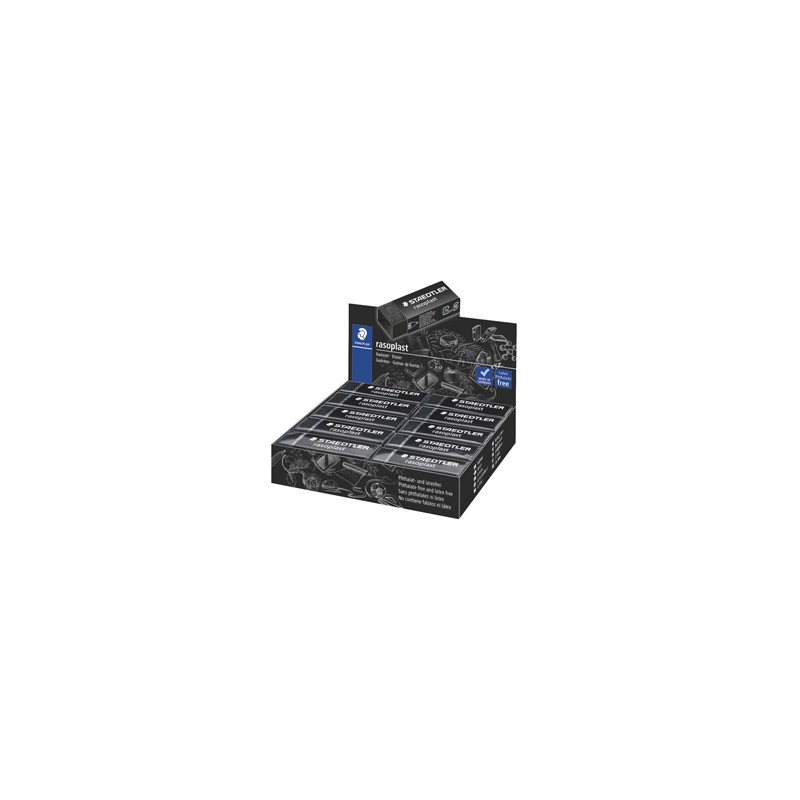Box 20 gomme Rasoplast 526 B20-9 dim.63x13x23mm nera per matita Staedtler