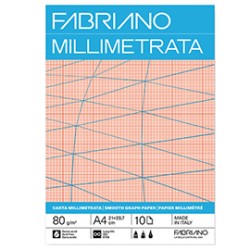 Blocco carta millimetrata A4 80gr 10fg Fabriano - Conf da 25 pz.