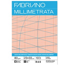 Blocco carta millimetrata 23x33cm 80gr 10fg Fabriano - Conf da 25 pz.