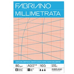 Blocco carta millimetrata A3 80gr 10fg Fabriano - Conf da 25 pz.