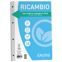 Ricambi c/rinforzo ecologico f.to A4 100gr 40fg 1 rigo Favini