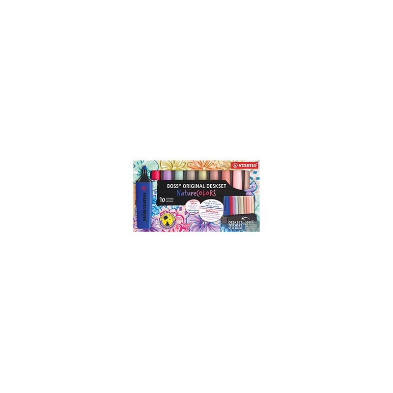 Deskset 10 evidenziatori Stabilo Boss NatureColors Wildflower