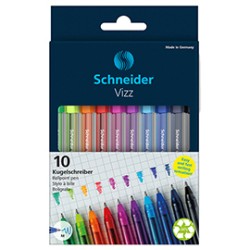 Astuccio 10 penne a sfera Vizz c/cappuccio punta M colori assortiti Schneider