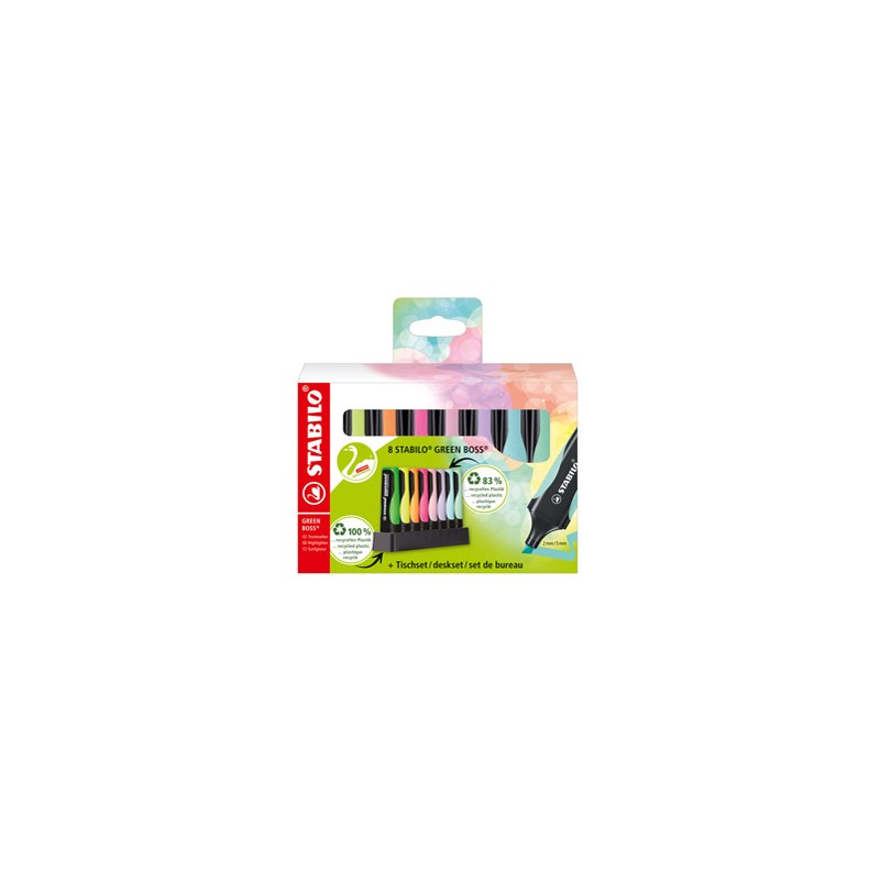 Deskset 8 evidenziatori STABILO 83recycled