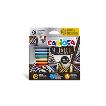 Scatola 8 Metallic pennarelli punta fine colori assortiti Carioca