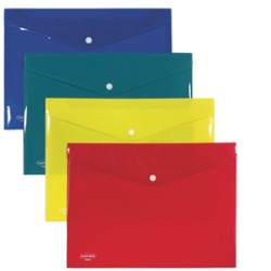 Busta con bottone in PP 33 x 23,7 cm colori assortiti Plastibor - Conf da 4 pz.