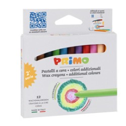 Astuccio 12 pastelli a cera 9mm x 85mm Primo