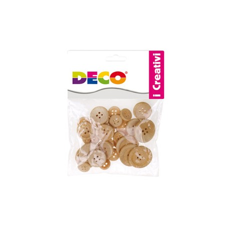 Busta 30 bottoni legno naturale DECO