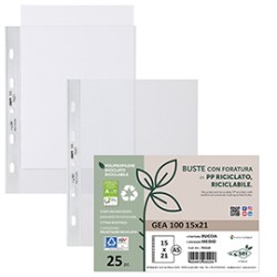Conf 25 Buste forate in PP riciclato buccia medium 15X21cm GEA 100 Sei rota