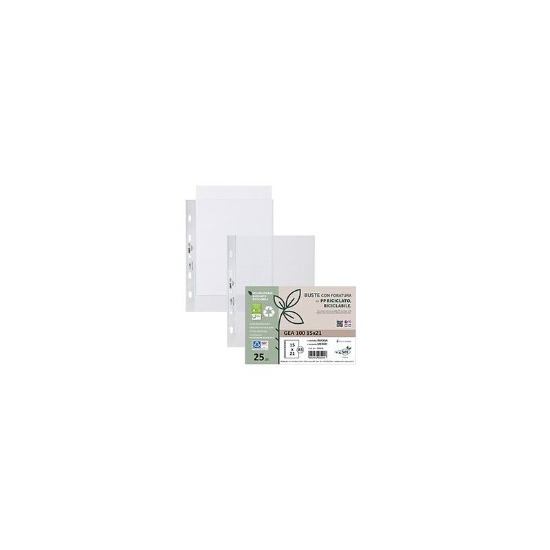 Conf 25 Buste forate in PP riciclato buccia medium 15X21cm GEA 100 Sei rota