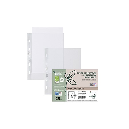 Conf 25 Buste forate in PP riciclato buccia medium 15X21cm GEA 100 Sei rota