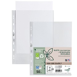 Conf 50 Buste forate in PP riciclato buccia medium 21x29,7cm GEA 100 Sei rota