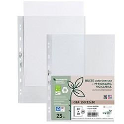 Conf 25 Buste forate in PP riciclato buccia pesante 22x30cm GEA 150 Sei rota