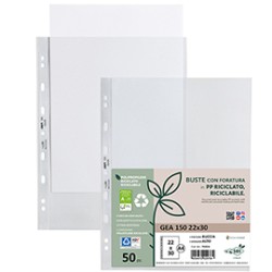 Conf 50 Buste forate in PP riciclato buccia pesante 22x30cm GEA 150 Sei rota
