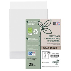 Conf 25 Buste a U in PP riciclato 15X21cm GAIA Sei rota