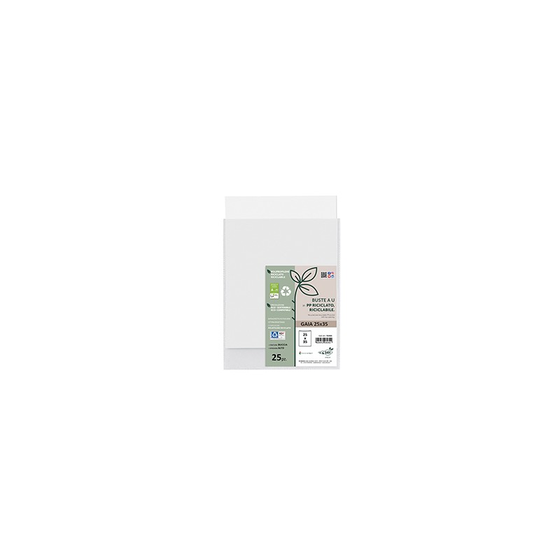 Conf 25 Buste a U in PP riciclato 25x35cm GAIA Sei rota