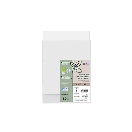 Conf 25 Buste a U in PP riciclato 25x35cm GAIA Sei rota