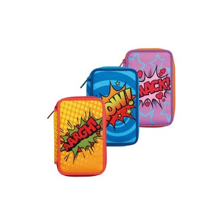 Astuccio 3 zip 13x20x7,5cm colori e fantasie assortiti Carioca - Conf da 6 pz.