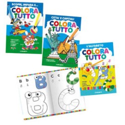 Album da colorare 24 facciate tema alfabeto, bimbo, capitali Blasetti - Conf da 6 pz.