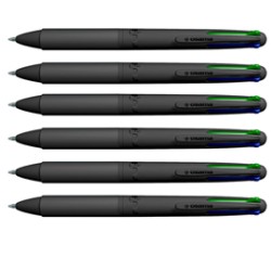 Astuccio 6 penne sfera 4 colori Multi 1,00mm All Black Osama