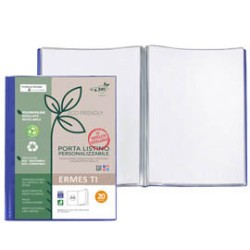 Portalistini personalizzabile Ermes TI in PP riciclato 20 buste blu Sei rota - Conf da 25 pz.