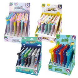 Box 4 expo da 36pz cad. penne cancellabili fantasie assortite Lebez