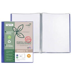 Portalistini personalizzabile Ermes TI in PP riciclato 40 buste blu Sei rota - Conf da 15 pz.