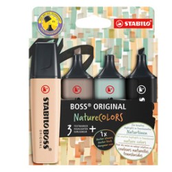 Astuccio 4 evidenziatori Stabilo Boss NatureColors (tE/sabbia/cenere/nero)