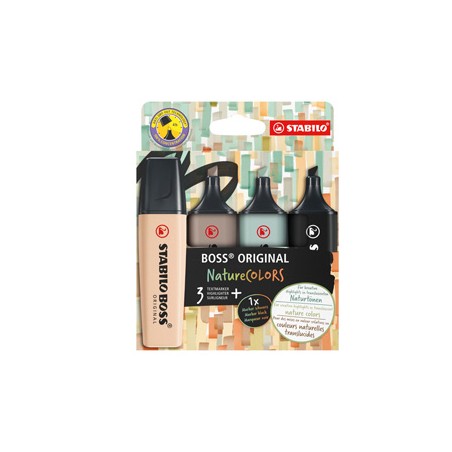 Astuccio 4 evidenziatori Stabilo Boss NatureColors (tE/sabbia/cenere/nero)