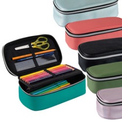 Portapenne ovale XL 13x22x7cm colori assortiti Favorit - Conf da 12 pz.
