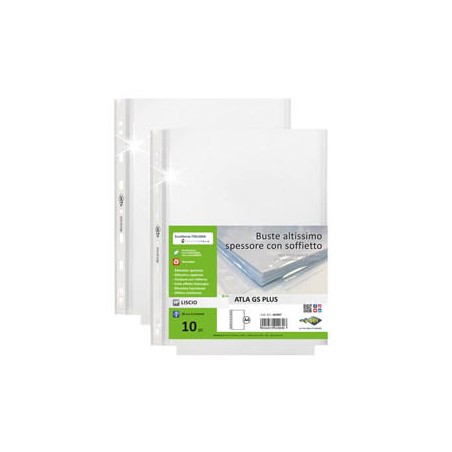 10 buste forate ATLA GS plus altissima capacitA 22x30cm c/soffietto SEI ROTA