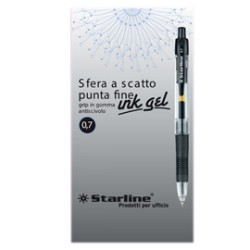 PENNA SFERA SCATTO INK GEL NERO 0.7MM Fine STARLINE - Conf da 12 pz.