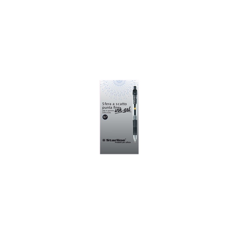 PENNA SFERA SCATTO INK GEL NERO 0.7MM Fine STARLINE - Conf da 12 pz.
