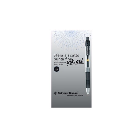 PENNA SFERA SCATTO INK GEL NERO 0.7MM Fine STARLINE - Conf da 12 pz.