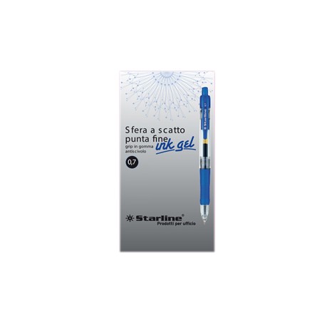 PENNA SFERA SCATTO INK GEL BLU 0.7MM Fine STARLINE - Conf da 12 pz.