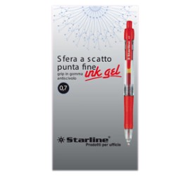 PENNA SFERA SCATTO INK GEL ROSSO 0.7MM Fine STARLINE - Conf da 12 pz.